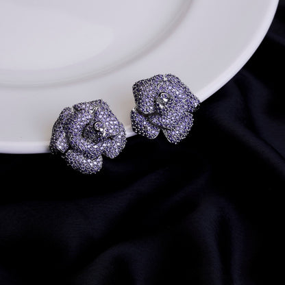 Studs - Imperial Crystal Floral Studs in Rhodium - Opal Touch
