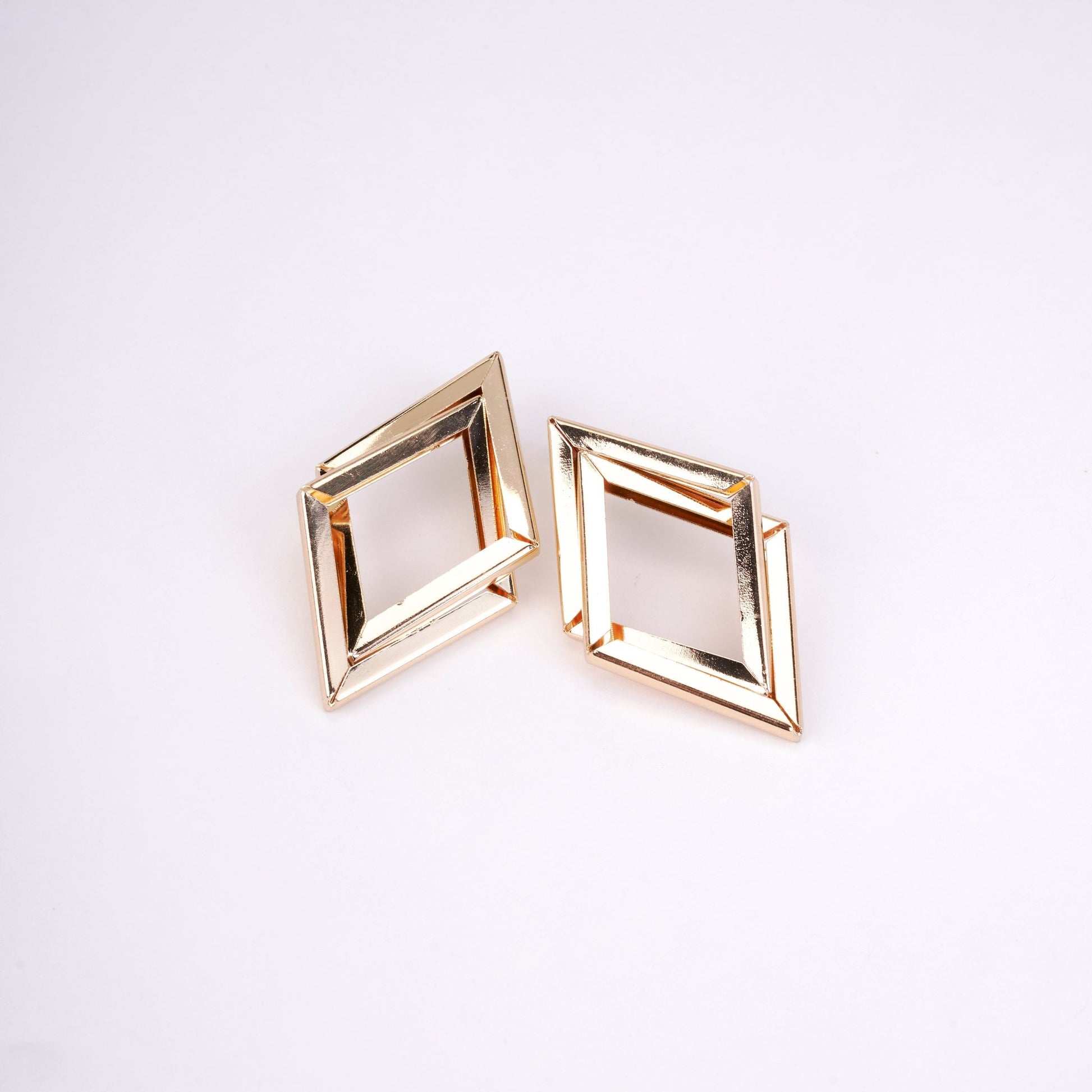 Earrings - Imperial Diamond Shaped Gold Plated Earrings - Opal Touch