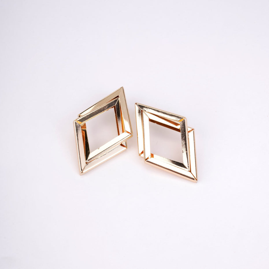 Earrings - Imperial Diamond Shaped Gold Plated Earrings - Opal Touch