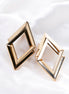 Earrings - Imperial Diamond Shaped Gold Plated Earrings - Opal Touch