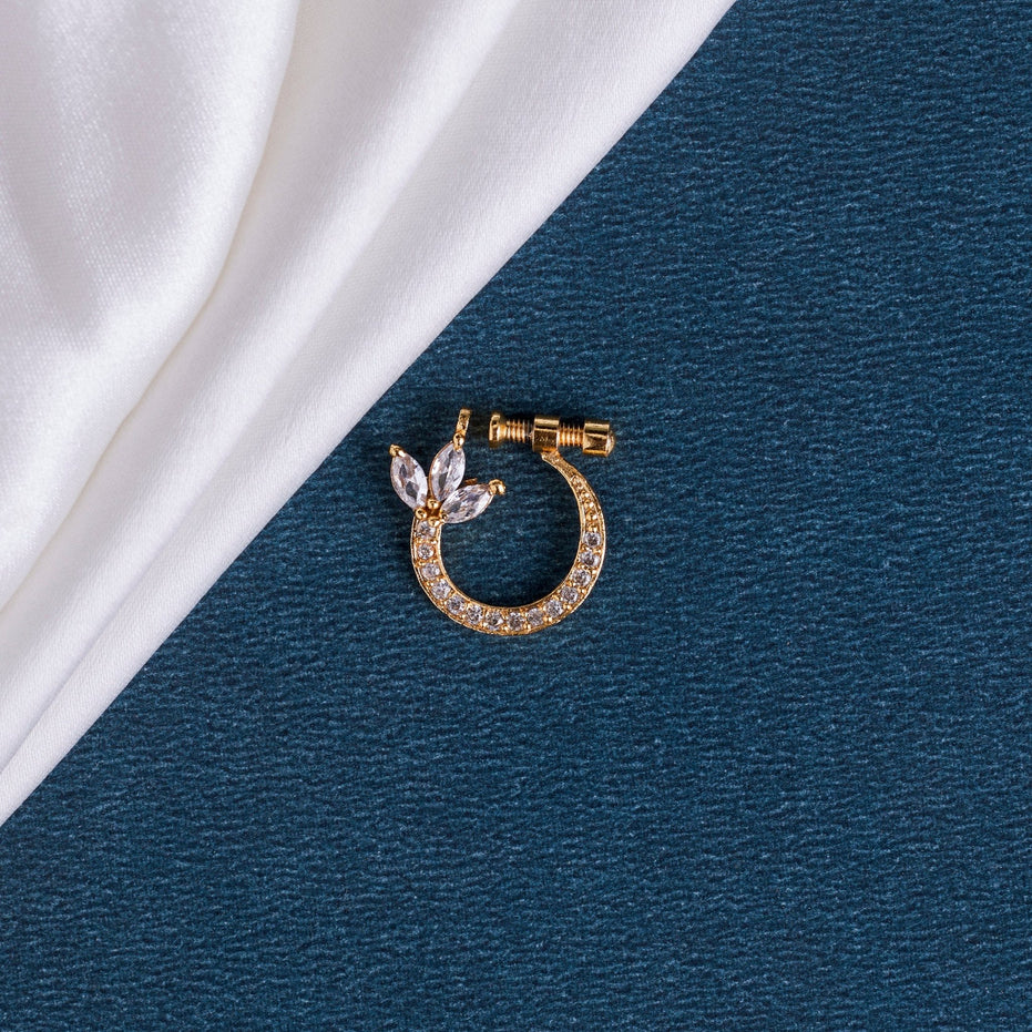 Nose Pin - Imperial Floral Gold Plated Screw Nose Pin - Opal Touch