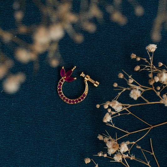 Nose Pin - Imperial Floral Gold Plated Screw Nose Pin - Opal Touch