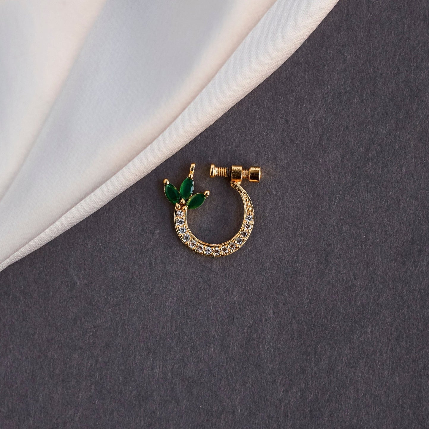 Nose Pin - Imperial Floral Gold Plated Screw Nose Pin - Opal Touch