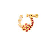 Opal Touch - Imperial Floral-shaped Gold Plated Screw Nose Pin - Nose pin