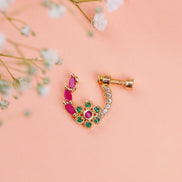 Opal Touch - Imperial Floral-shaped Gold Plated Screw Nose Pin - Nose pin