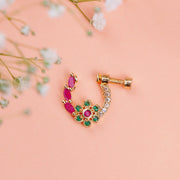 Opal Touch - Imperial Floral-shaped Gold Plated Screw Nose Pin - Nose pin