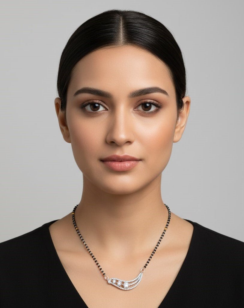 Infinity Gleam Rhodium Mangalsutra - Opal Touch