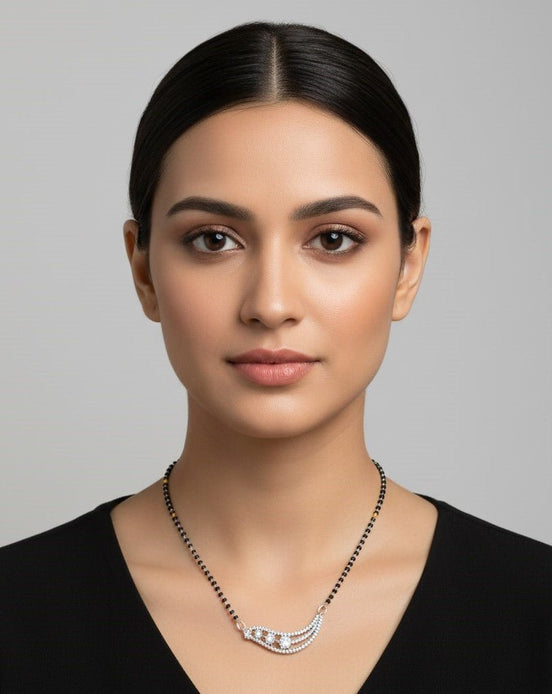 Infinity Gleam Rhodium Mangalsutra - Opal Touch