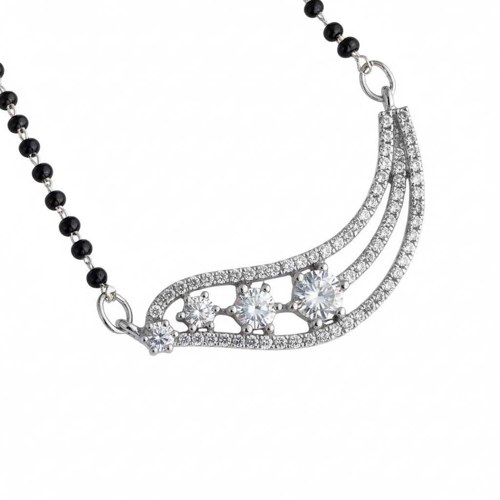 Infinity Gleam Rhodium Mangalsutra - Opal Touch