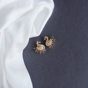 Studs - Intricate Red White Golden Studs - Opal Touch