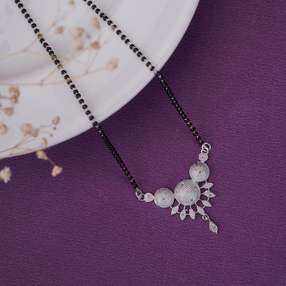 Mangalsutra - Intricate White Rhodoum Mangalsutra - Opal Touch