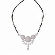 Intricate White Rhodoum Mangalsutra - Opal Touch