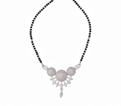 Intricate White Rhodoum Mangalsutra - Opal Touch