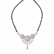 Intricate White Rhodoum Mangalsutra - Opal Touch