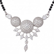 Intricate White Rhodoum Mangalsutra - Opal Touch