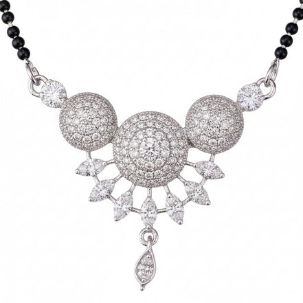 Intricate White Rhodoum Mangalsutra - Opal Touch