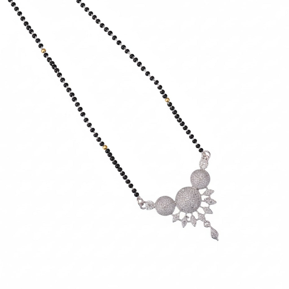 Intricate White Rhodoum Mangalsutra - Opal Touch