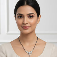 Intricate White Rhodoum Mangalsutra - Opal Touch