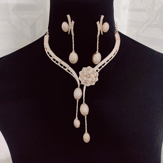 Opal Touch - Ivory Elegance Necklace with Rose Gold Accent - Necklace