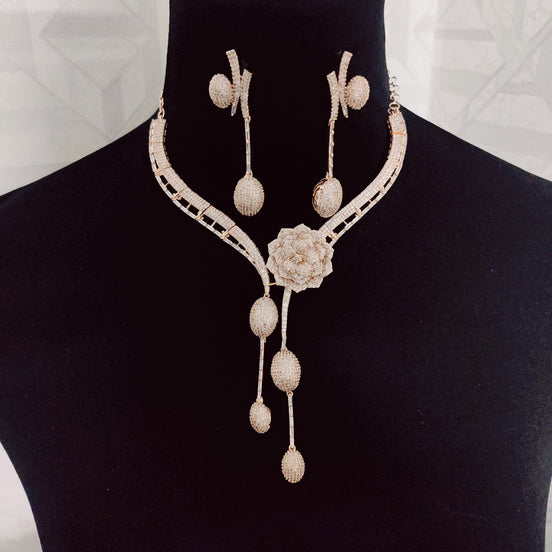 Opal Touch - Ivory Elegance Necklace with Rose Gold Accent - Necklace