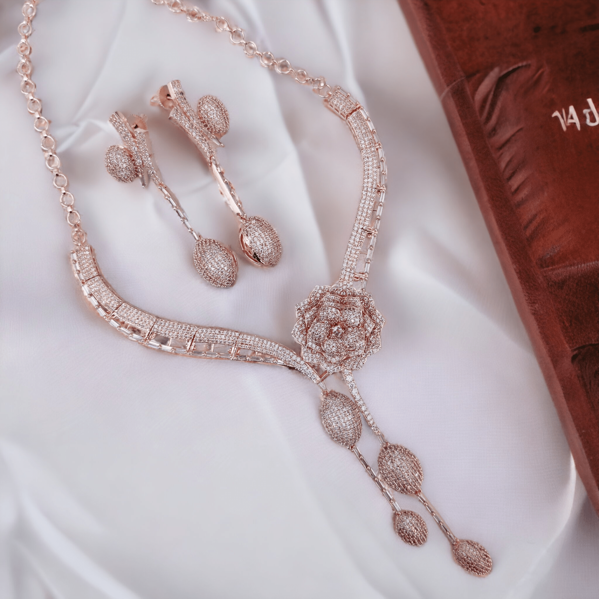 Opal Touch - Ivory Elegance Necklace with Rose Gold Accent - Necklace