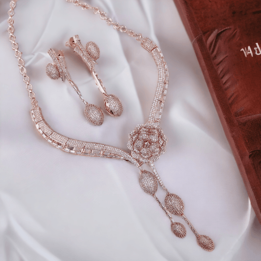 Opal Touch - Ivory Elegance Necklace with Rose Gold Accent - Necklace