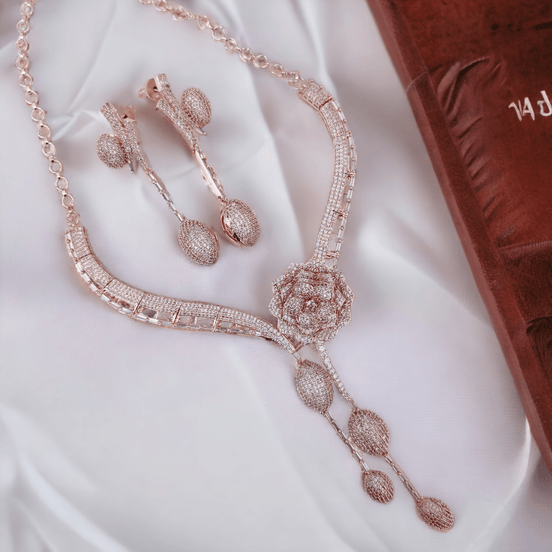 Opal Touch - Ivory Elegance Necklace with Rose Gold Accent - Necklace