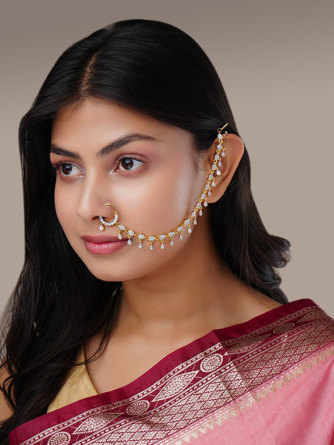 Ivory Elegance Nose Pin - Opal Touch