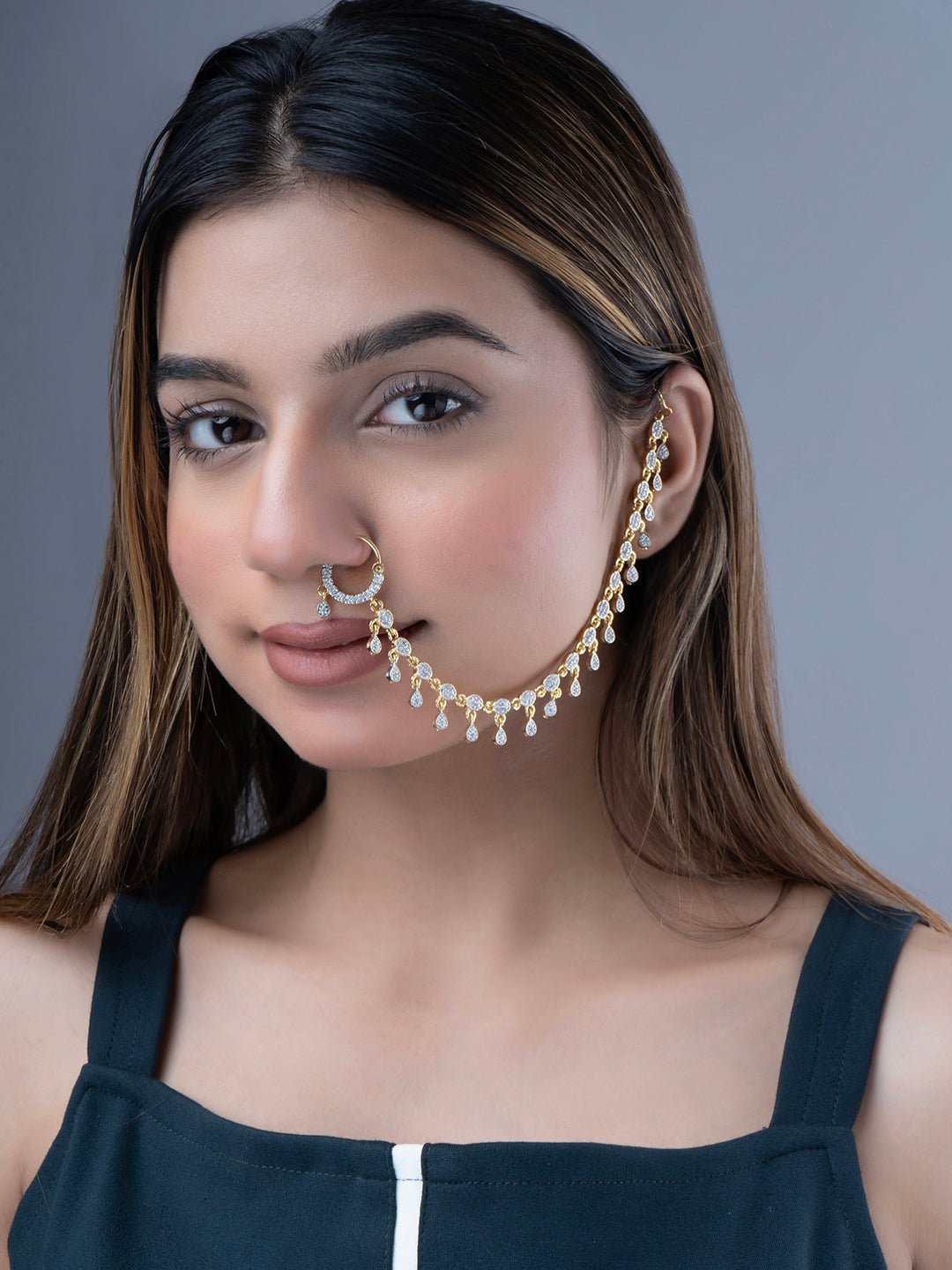 Ivory Elegance Nose Pin - Opal Touch