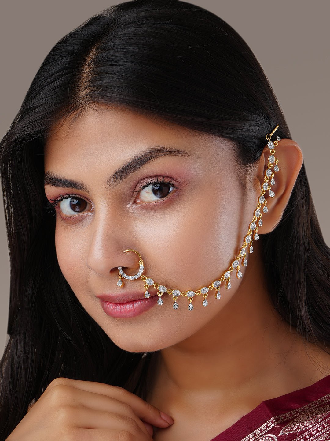 Ivory Elegance Nose Pin - Opal Touch