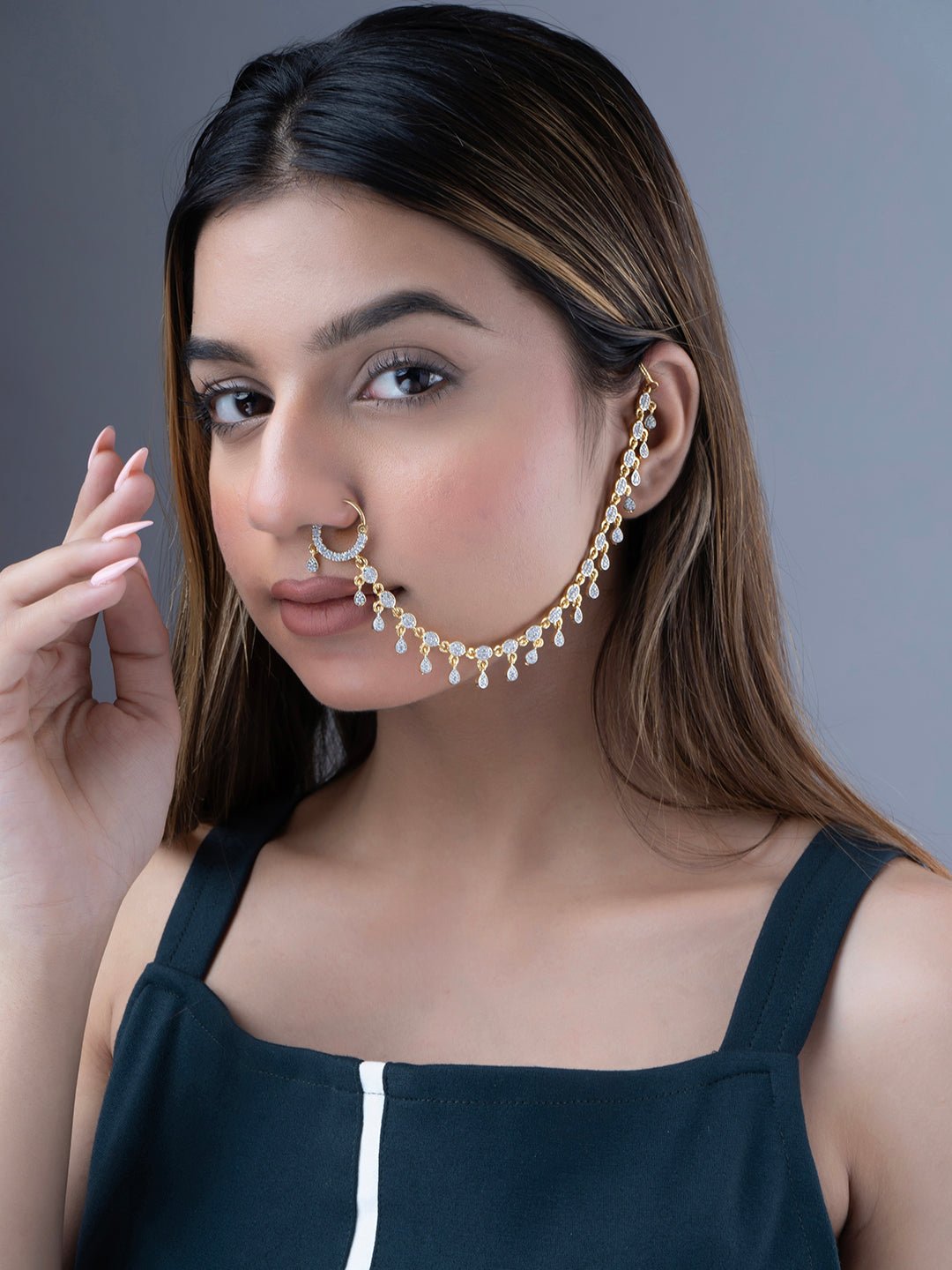 Ivory Elegance Nose Pin - Opal Touch