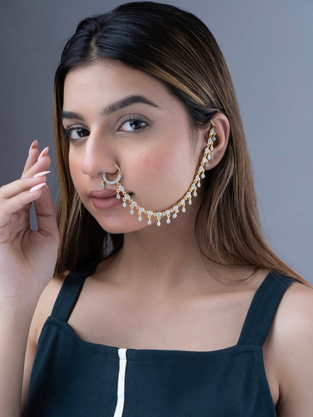 Ivory Elegance Nose Pin - Opal Touch