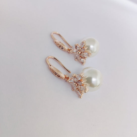 Opal Touch - Ivory Radiance Earrings in Rose Gold White - Earrings