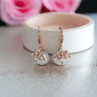 Opal Touch - Ivory Radiance Earrings in Rose Gold White - Earrings