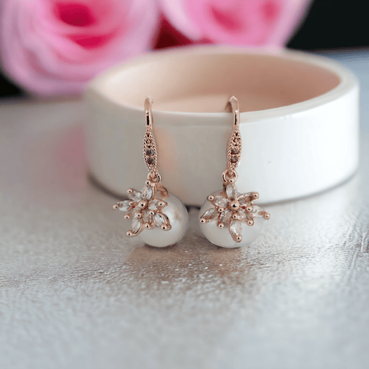 Opal Touch - Ivory Radiance Earrings in Rose Gold White - Earrings