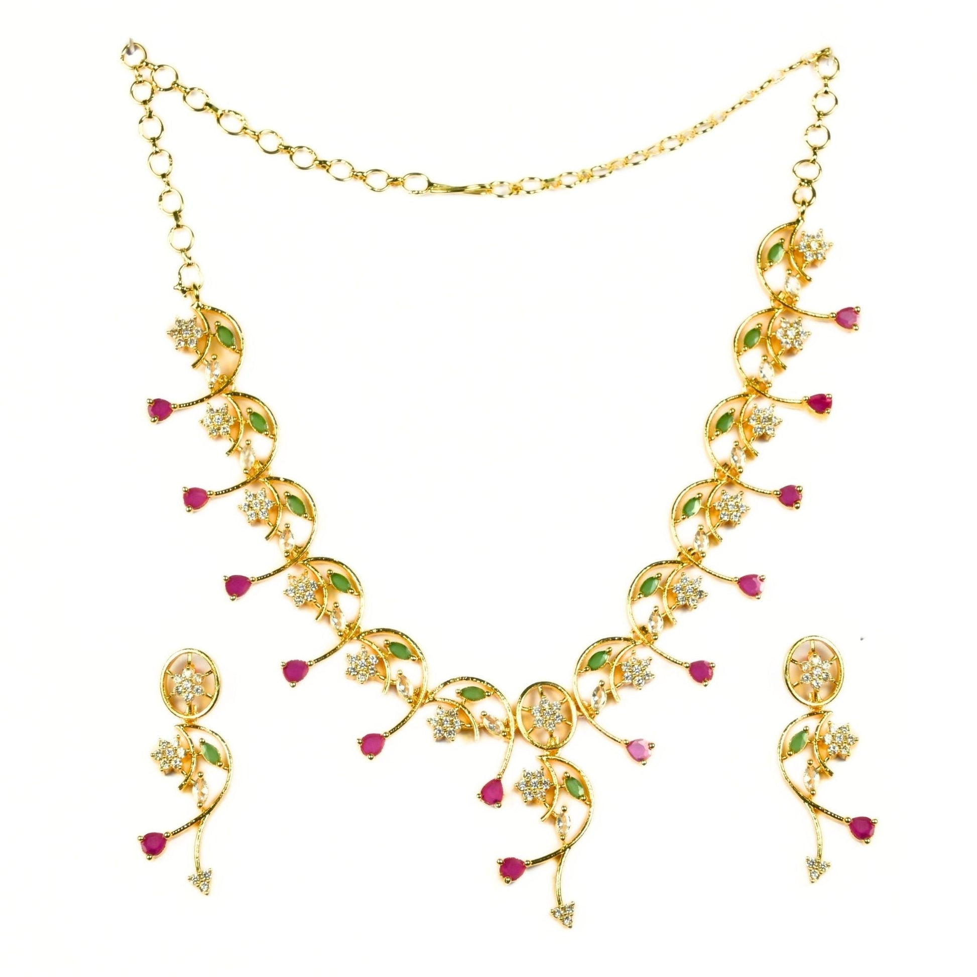 Necklace - Jade & Ruby Symphony Necklace - Opal Touch