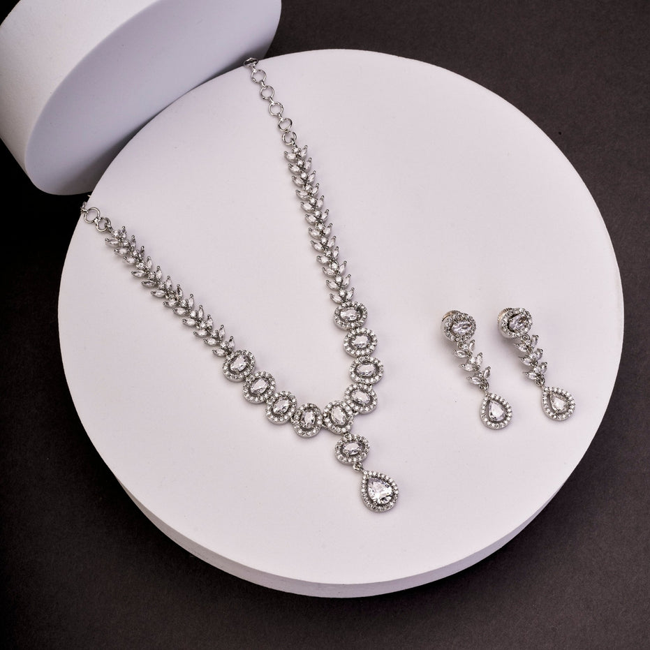 Necklace - Jasmine Glow Rhodium Necklace - Opal Touch