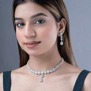 Necklace - Jasmine Glow Rhodium Necklace - Opal Touch