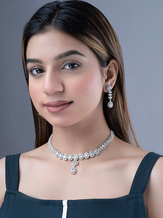 Necklace - Jasmine Glow Rhodium Necklace - Opal Touch
