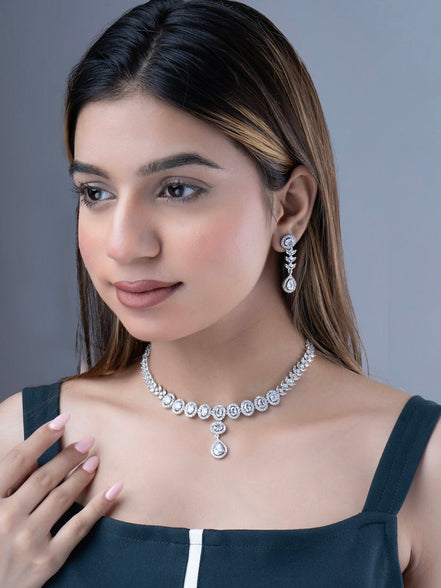 Necklace - Jasmine Glow Rhodium Necklace - Opal Touch
