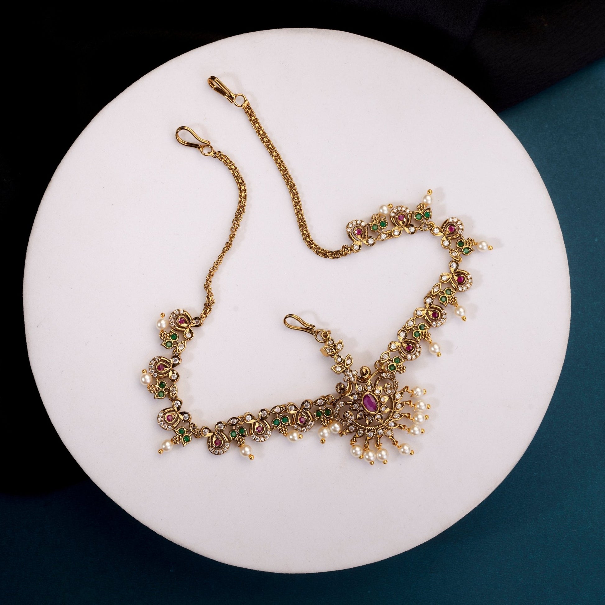 Matha Patti - Kairangi Matte Black Plated Matha Patti - Opal Touch