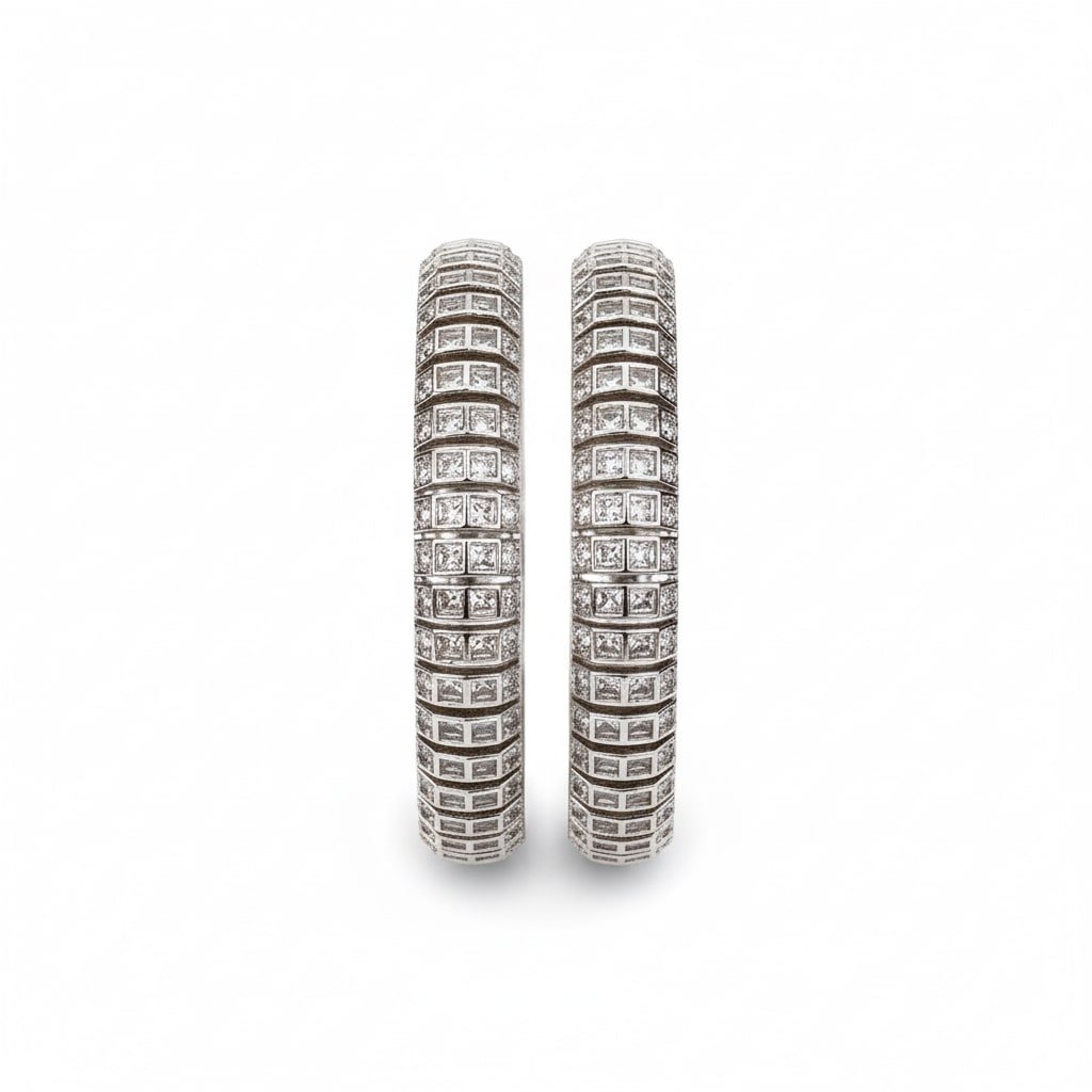 Bangles - Kundan Cascade Rhodium Plated Bangles - Opal Touch