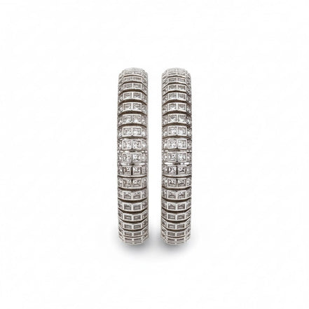 Bangles - Kundan Cascade Rhodium Plated Bangles - Opal Touch
