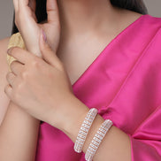 Bangles - Kundan Cascade Rose Gold Plated Bangles - Opal Touch