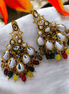 Opal Touch - Kundan Danglers With Coloful Moti Earrings - Earrings