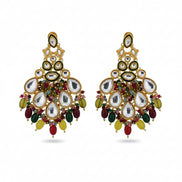 Kundan Danglers With Coloful Moti Earrings - Opal Touch