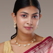 Necklace - Kundan Gold Plated Necklace Set - Opal Touch