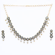 Necklace - Kundan Gold Plated Necklace Set with Earrings - Opal Touch