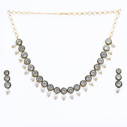 Necklace - Kundan Gold Plated Necklace Set with Earrings - Opal Touch