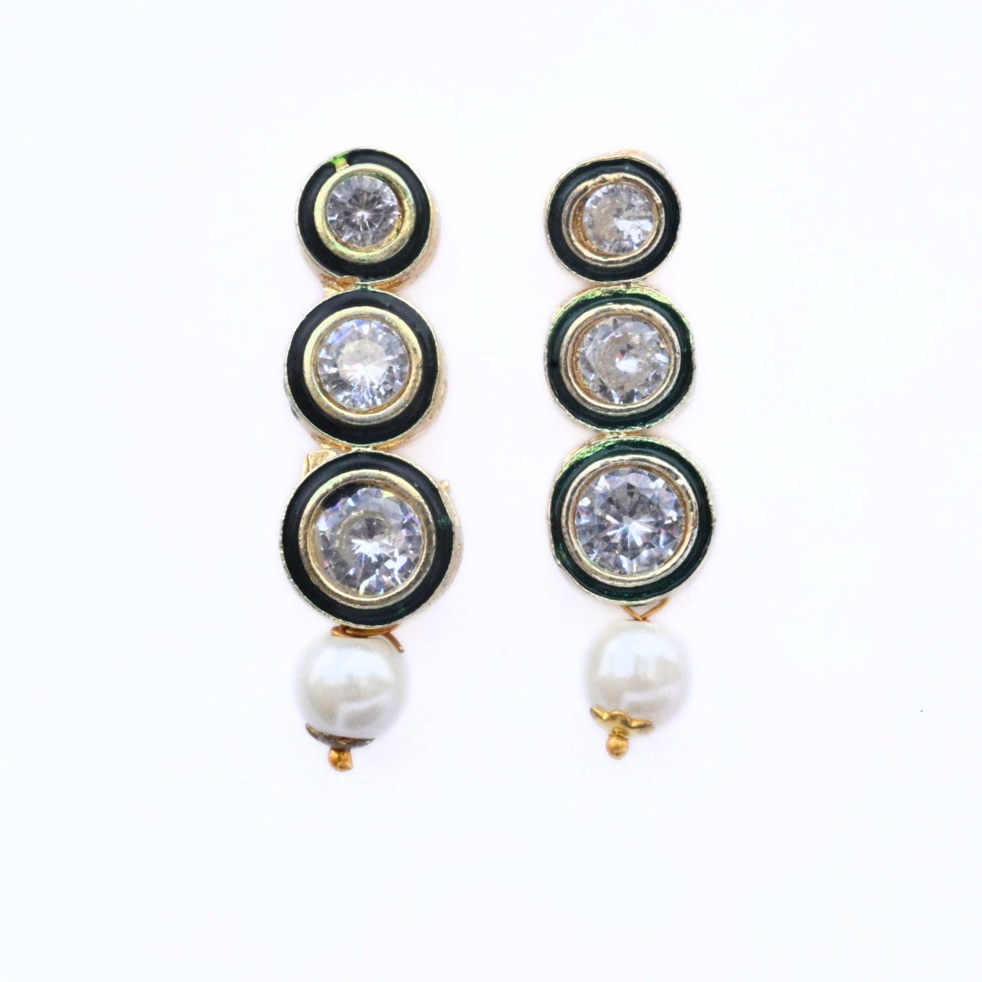 Necklace - Kundan Gold Plated Necklace Set with Earrings - Opal Touch